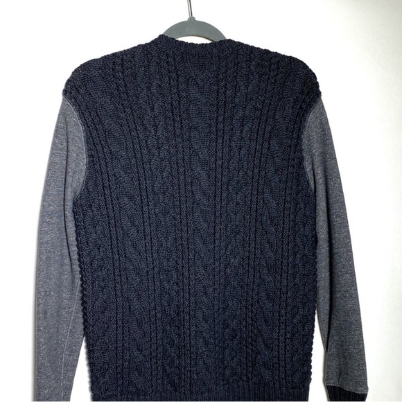 Athleta Madera Chunky Cable Knit Merino Wool Pullover Sweatshirt Gray Women's M - Picture 4 of 11